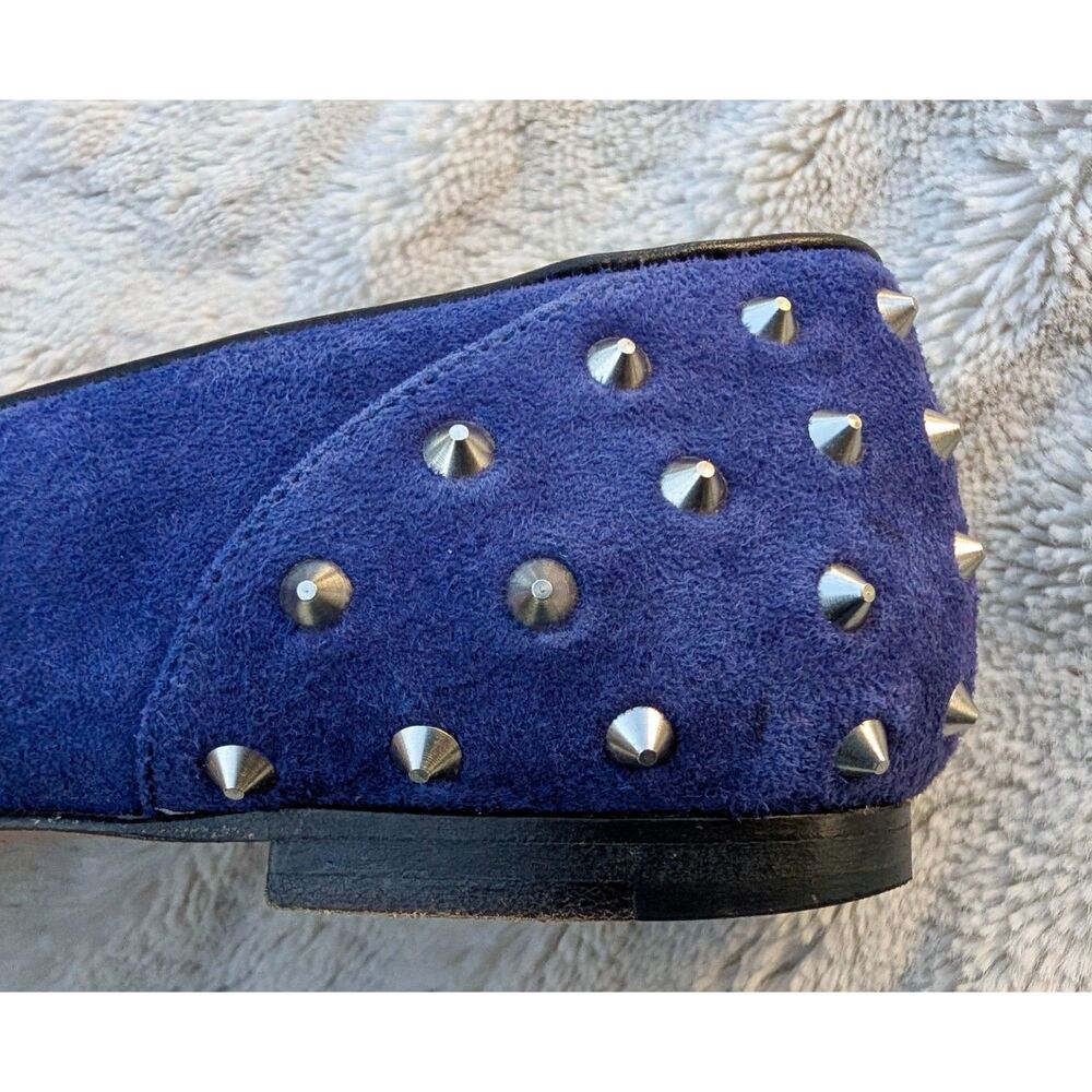SANDRO Royal Blue Suede Spike Studded Slip On Loafers / Flats, Size 37 (U.S. 7) - Picture 12 of 14
